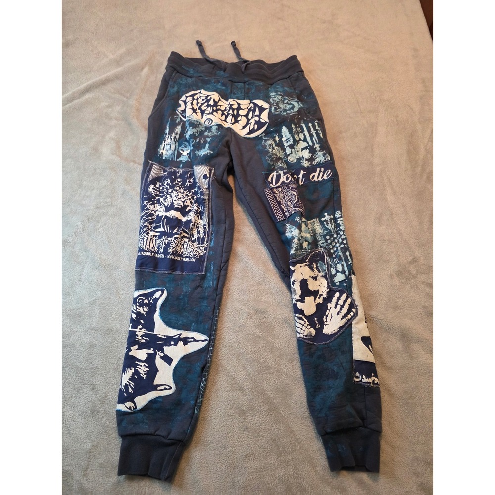 Saint Yams Sweatpants Mens Small Blue Patchwork Graphic Joggers 2024